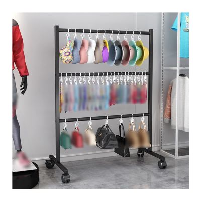 LXBAMKEA Coat Rack Stand Clothes Rack Stand, Mobile Retail Display Racks, Multifunctional Scarf Hat Bags Underwear Socks Storage Hanger, Store Boutique Organizer, Commercial Shelves (Color : Black,