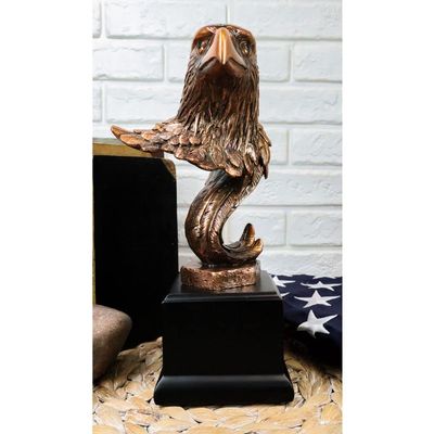 1 Pcs Medium Majestic American Bald Eagle Head Bust Bronzed Resin Figurine 8.5" Tall