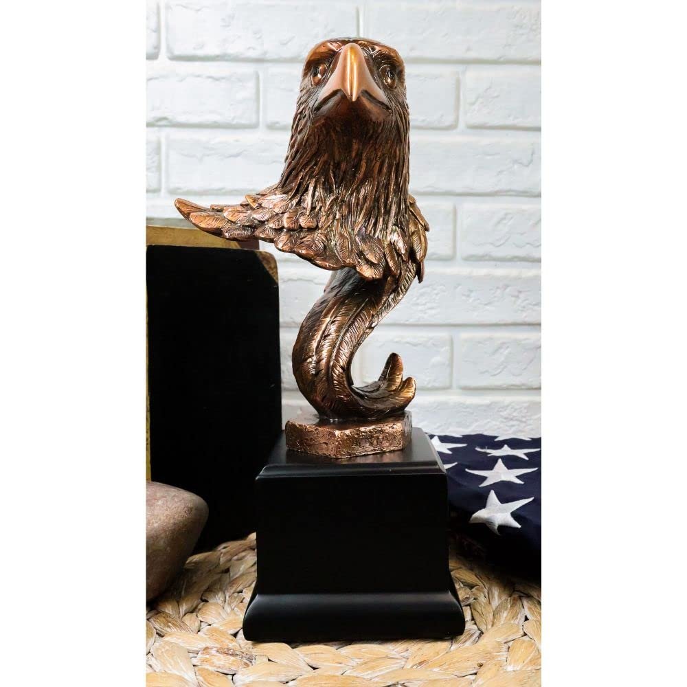 1 Pcs Medium Majestic American Bald Eagle Head Bust Bronzed Resin Figurine 8.5" Tall
