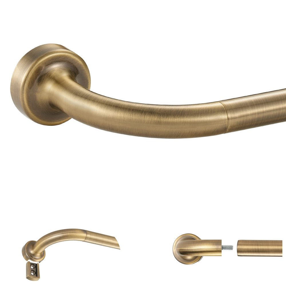 Antique Bronze Disc Curtain Rods, 84-144 Inches Window Curtain Rod,Adjustable Room Darkening Drapery Rod with Aluminum Finials and Brackets,Wrap Around Design
