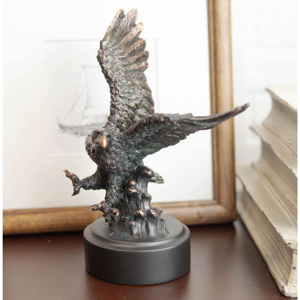 1 Pcs Wings Of Glory Bald Eagle Swooping Over Stormy Ocean Waves Electroplated Statue
