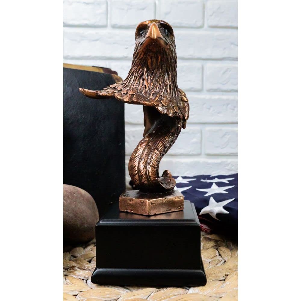 1 Pcs Small Majestic American Bald Eagle Head Bust Bronzed Resin Figurine 7" Tall