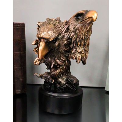 1 Pcs Majestic Mighty 2 American Bald Eagle Heads With Talons Bronzed Resin Figurine
