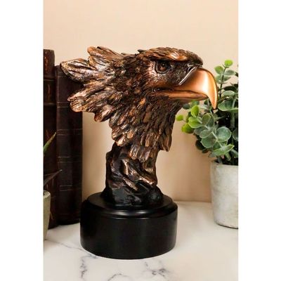 1 Pcs Majestic American Bald Eagle Head Bust Electroplated Bronze Figurine With Base