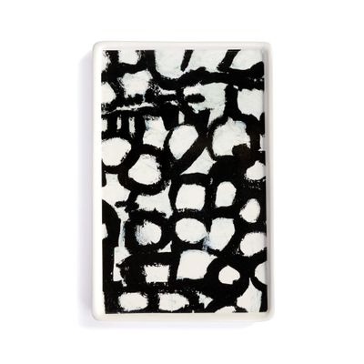 Demdaco + ArtLifting Original Art Off-White and Black Stoneware Small Tray
