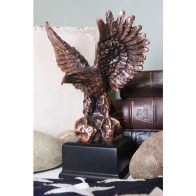 1 Pcs Patriotic Flight Bald Eagle On Rock Stretching Out Wings Figurine With Base