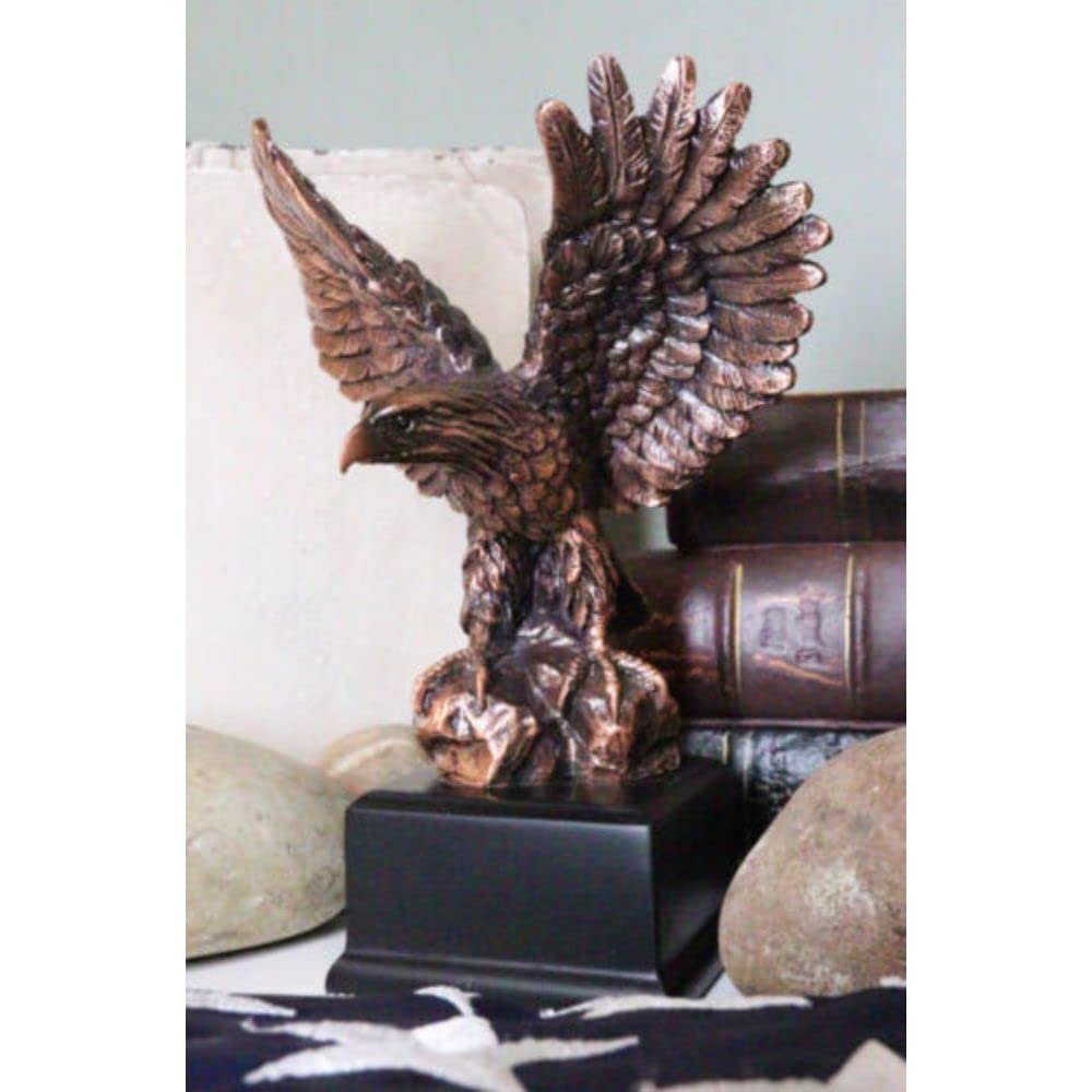 1 Pcs Patriotic Flight Bald Eagle On Rock Stretching Out Wings Figurine With Base