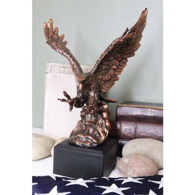 1 Pcs American Bald Eagle Swooping With Claws Over Waves Bronze Electroplated Figurine