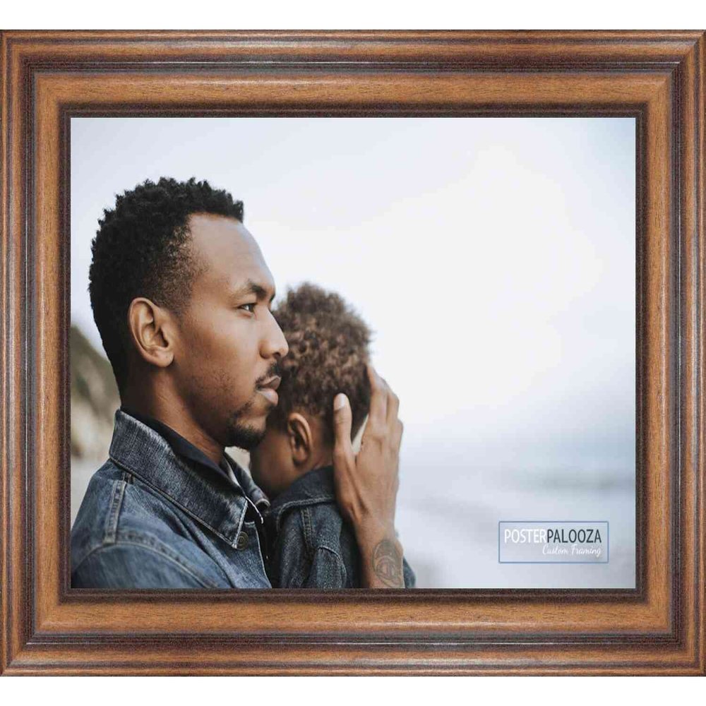 Poster Palooza 5x8 Inch Traditional Walnut Complete Wood Picture Frame with UV Acrylic Plexiglass, Foam Board Backing & Hardware Included - 5x8 Inch Frame