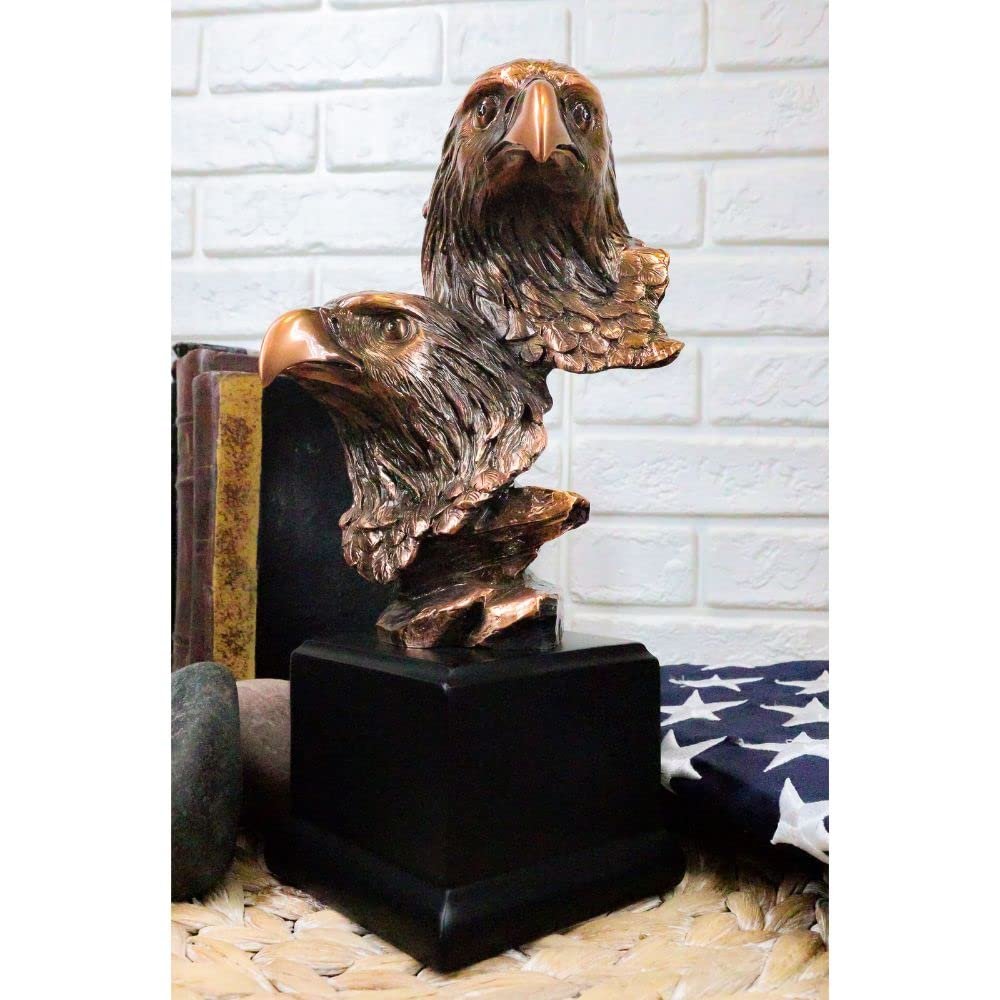 1 Pcs Majestic Wings Of Glory 2 American Bald Eagles Family Unit Sculpture With Base