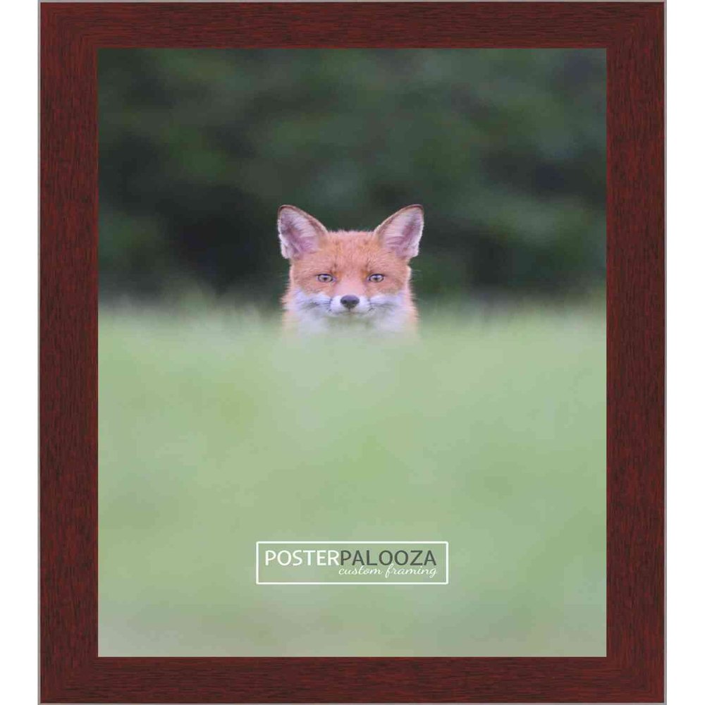 Poster Palooza 18x24 Traditional Mahogany Complete Wood Picture Frame with UV Acrylic Plexiglass, Foam Board Backing & Hardware Included