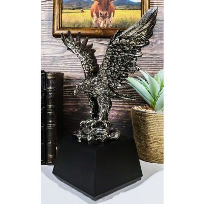 1 Pcs King Of The Skies Majestic Electroplated Silver American Bald Eagle Figurine