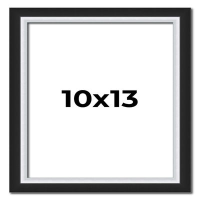 10x13 Frame Black & Silver Solid Wood Picture Frame Width 1.25 Inches | Interior Depth 0.75 Inches | Carter Contemporary Photo Frame Complete with UV Acrylic, Foam Board Backing & Hanging Hardware