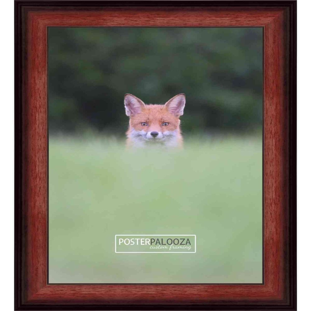 Poster Palooza 5x8 Inch Traditional Mahogany Complete Wood Picture Frame with UV Acrylic Plexiglass, Foam Board Backing & Hardware Included - 5x8 Inch Frame