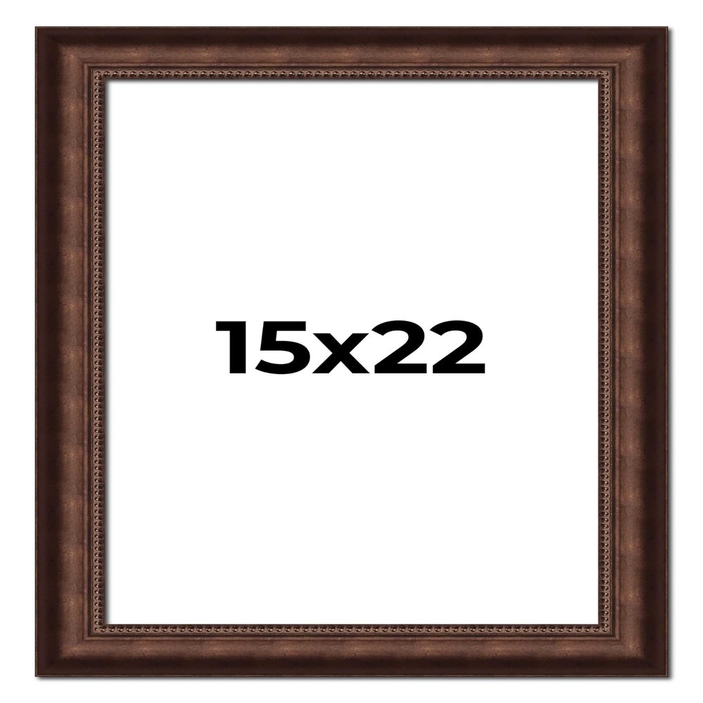 Poster Palooza 15x22 Frame Bronze Antique Gold Solid Wood Impressions Picture Frame | 2.25 Inch Moulding Width | with UV Acrylic Plexiglass, Foam Board Backing & Hardware Included