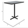 Correll 30"x42" Pub Table, 29" High Dining Cocktail Table, Rectangular, Gray Granite Laminate Top, Black Cast Iron Base, Tops Made in The USA, Leveling Glides view 2