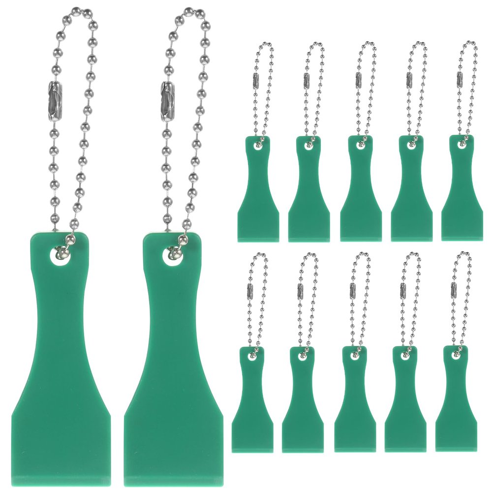 12pcs Lottery Ticket Scratcher Tool Plastic Scraper Tool Keychain Labels Remover Tool with Keychains Scoop Shape Scratcher Tool for Sublimation (Random Color)