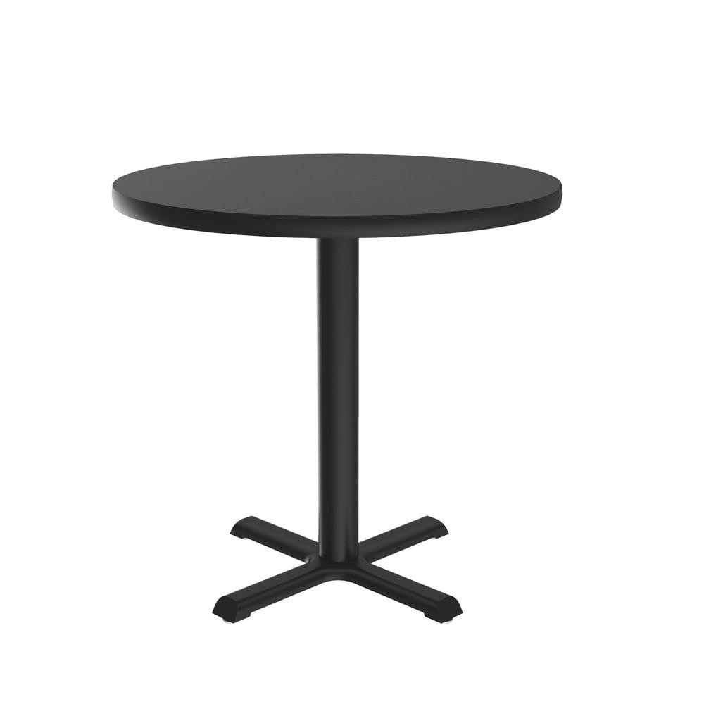 Correll 48" Round Pub Table, 29" High Dining Cocktail Table, Black Granite Thermal Fused Laminate Top, Cast Iron Base, Tops Made in The USA, Leveling Glides