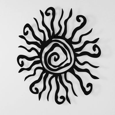 Colorfull Worlds Wacky Sun Metal Wall Art, Modern Sun Wall Decor for Room and Office, Metal Home Decor Gift for Housewarming or New Year (18.5" x 18.5" | 47 x 47 cm | Black)