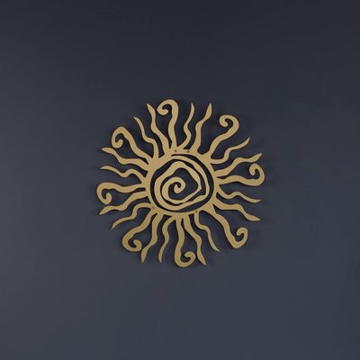 Colorfull Worlds Wacky Sun Metal Wall Art, Modern Sun Wall Decor for Room and Office, Metal Home Decor Gift for Housewarming or New Year (46" x 46" | 115 x 115 cm | Gold)