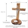 Olive Wood Standing St. Benedict Crucifix Cross & Blessing Medal (8 Inch), Wood Table Alter Cross with Candle Holder Base view 2