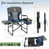 Giantex 2 PCS Camping Chair, Folding Directors Chair with Side Table, Pocket, Cooler Bag, Shoulder Strap, Handle, Artist Chair, Makeup Chair, Support 400 Lbs Lawn Chair for Fishing Picnic, Blue view 3