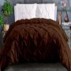 DIFFERENT SHEETING Pinch Pleated Pintuck Duvet Cover 1 Piece with Zipper Closure, Luxury 100% Egyptian Cotton & 400TC Pinch Pleats Comforter/Quilt Cover - Chocolate Solid, Eastern King Size. view 2