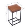 Wahson Set of 2 Counter Height Stools, 24" Modern Faux Leather Upholstered Stools with Black Metal Base, for Kitchen Island Bar Pub Bistro, Brown view 3