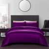 Twin XL Duvet Cover Set 4 Piece Bedding Duvet Cover Set (Duvet Cover + Fitted Sheet 19'' + 2 Pillow Cases) Silk Satin Zipper Closure - Egg Plant view 2