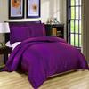 Twin XL Duvet Cover Set 4 Piece Bedding Duvet Cover Set (Duvet Cover + Fitted Sheet 19'' + 2 Pillow Cases) Silk Satin Zipper Closure - Egg Plant view 4