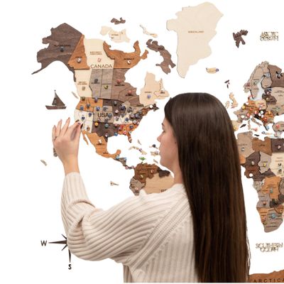 Enjoy The Wood 3D Wood World Map Wall Art Large Wood Wall Dcor Housewarming Gift Idea Art World Travel Map For Home & Kitchen or Office (X-Large, Multicolored)