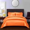 Twin XL Duvet Cover Set 4 Piece Bedding Duvet Cover Set (Duvet Cover + Fitted Sheet 19'' + 2 Pillow Cases) Silk Satin Zipper Closure - Orange view 2