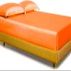 Twin XL Duvet Cover Set 4 Piece Bedding Duvet Cover Set (Duvet Cover + Fitted Sheet 19'' + 2 Pillow Cases) Silk Satin Zipper Closure - Orange view 3