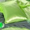 Twin XL Duvet Cover Set 4 Piece Bedding Duvet Cover Set (Duvet Cover + Fitted Sheet 19'' + 2 Pillow Cases) Silk Satin Zipper Closure - Moss view 4