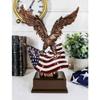 1 Pcs Wings Of Glory Bald Eagle Clutching On American Flag Statue Bronze Electroplated view 1
