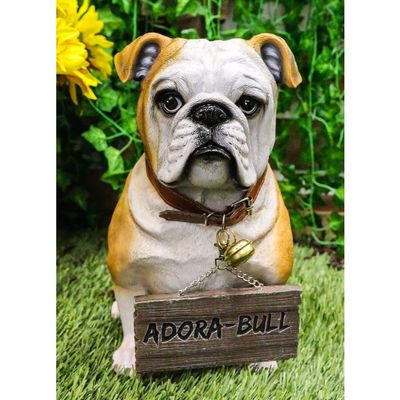 1 Pcs Realistic Large Welcome Statue 12" Tall Adorable Sitting Bulldog