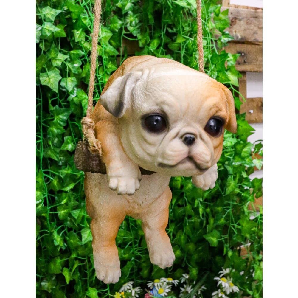 1 Pcs Lifelike Puppy Dog On Branch Swing Hanger Wall Decor Figurine
