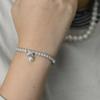 925 Sterling Silver Sparkling Bow Adjustable Bracelet with Freshwater Pearl Model_X_Fashion-405 view 4