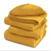 100% Cotton Basket Weave Thermal Bed Blanket Breathable Super Soft Layering All Season Light Weight for Home Decoration (Mustard, Full/Queen) view 1