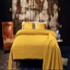 100% Cotton Basket Weave Thermal Bed Blanket Breathable Super Soft Layering All Season Light Weight for Home Decoration (Mustard, Full/Queen) view 4