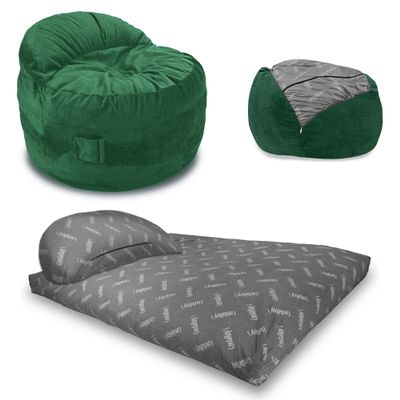 CordaRoy's NEST Adult Gaming Bean Bag Chair-Convertible Bean Bag Chair -Washable Chenille Cover with Pockets-for Living Room,Basement-Full Size-Rainforest|Made in The USA