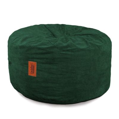 CordaRoy's Corduroy Bean Bag Pouf Footstool - Washable Fabric Ottoman Cover with Durable Foam Insert - Versatile Footrest for Basement, Living Room, Office - 26" x 17" - Rainforest | Made in The USA