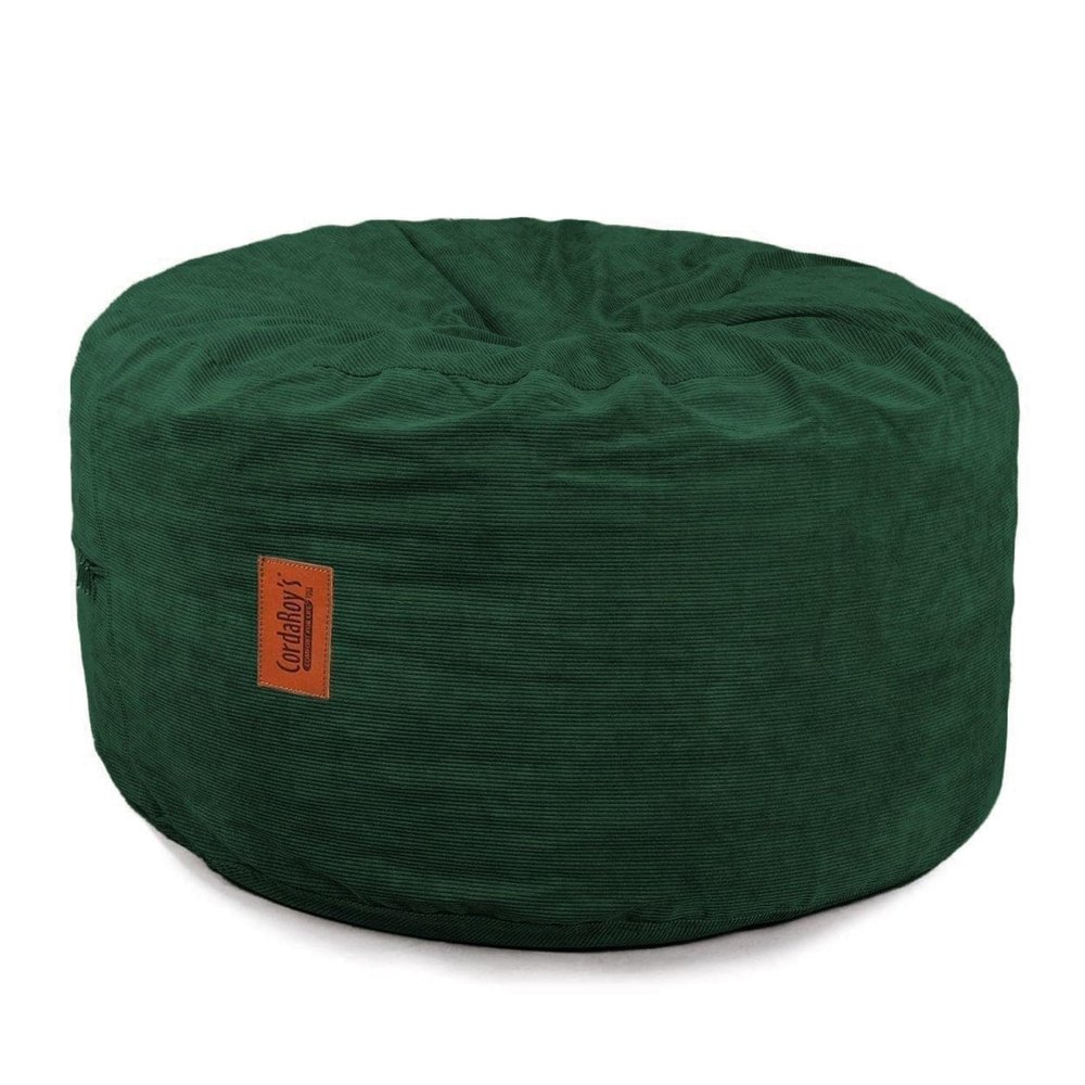 CordaRoy's Corduroy Bean Bag Pouf Footstool - Washable Fabric Ottoman Cover with Durable Foam Insert - Versatile Footrest for Basement, Living Room, Office - 26" x 17" - Rainforest | Made in The USA