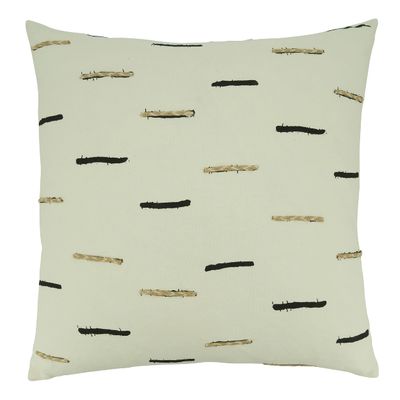 Saro Lifestyle Embroidered Dashes Throw Pillow Cover, White, 20"