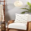 Saro Lifestyle Embroidered Dashes Throw Pillow Cover, White, 20" view 3