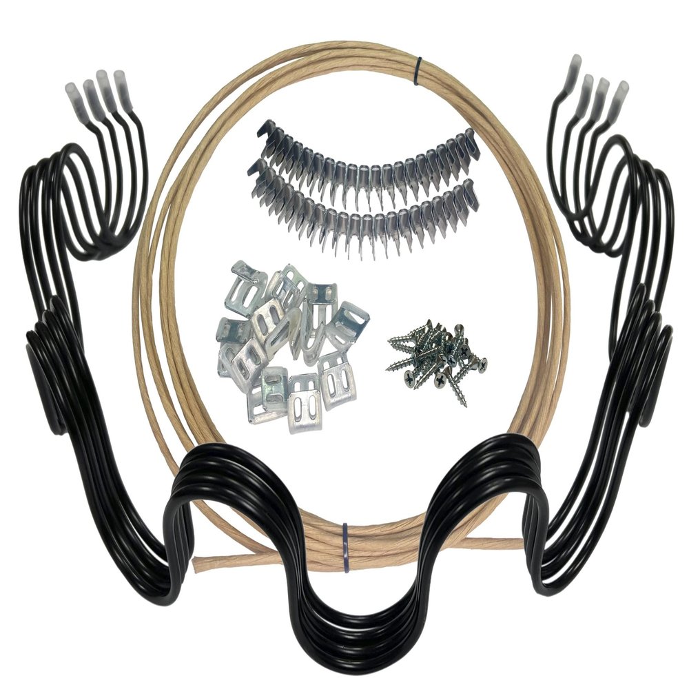 24" Inch Sofa Seat Replacement Coil with 25' Ft Spring Wire, 40 Stay Clips & 8 Upholstery Clips Repair Kit
