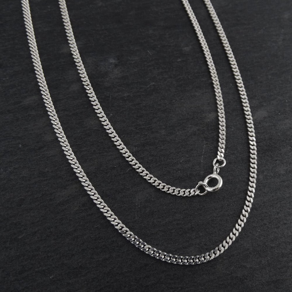 Sterling Silver 2mm Curb Link Chain Necklace 36" New