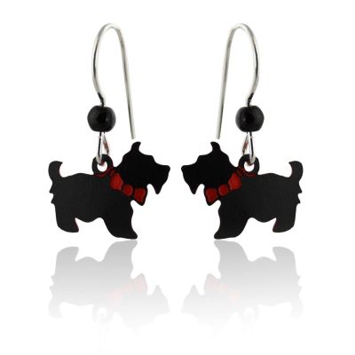 Scottie Dog Earrings - 925 Sterling Silver Ear Wires - New Scottish Terrier