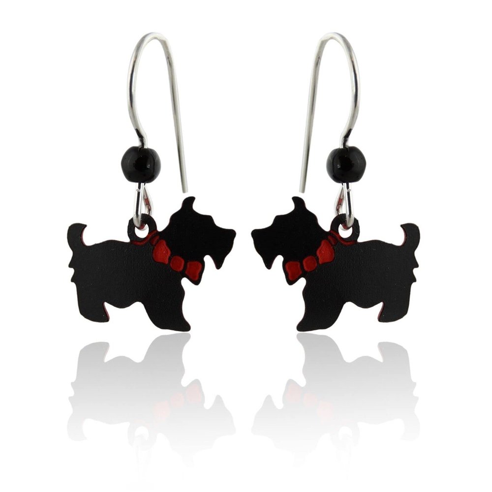 Scottie Dog Earrings - 925 Sterling Silver Ear Wires - New Scottish Terrier