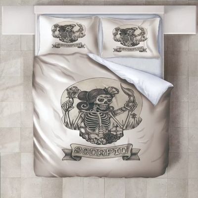 Roadchoice Scorpio Duvet Cover Sets Twin Size,Skull Scorpio Bedding Set 3pcs for Kids Teens Adults Room,Constellation Decor 3 Pieces 1 Duvet Cover